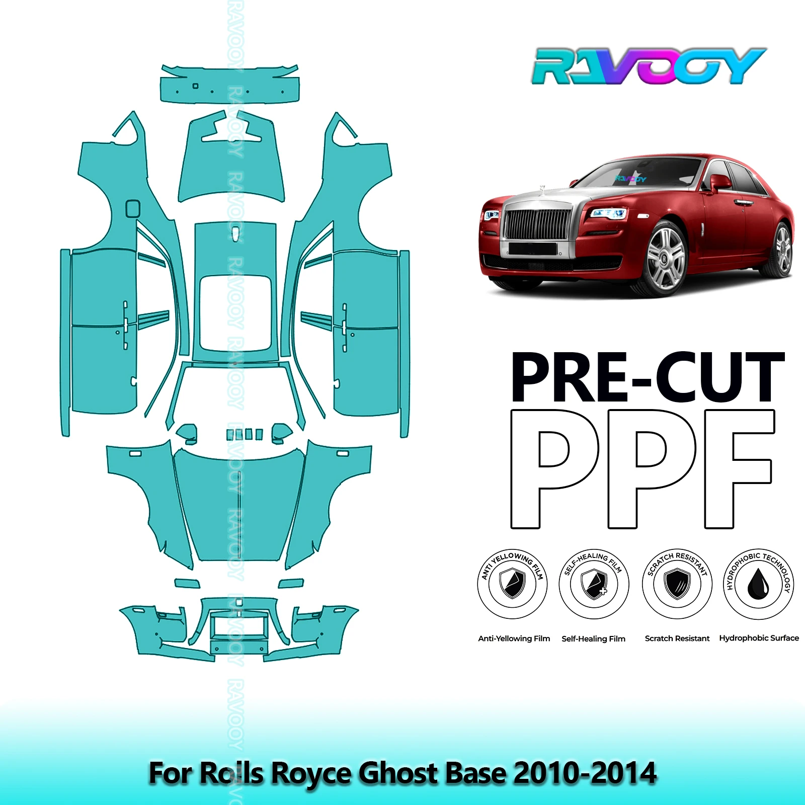 

8.5Mil Precut PPF Paint Protection Film Full Vehicle Clear Bra For Rolls Royce Ghost Base 2010-2014