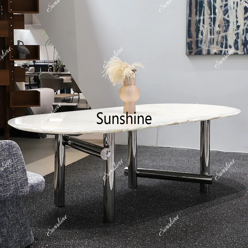 Natural marble dining table, high-end luxury stone dining table