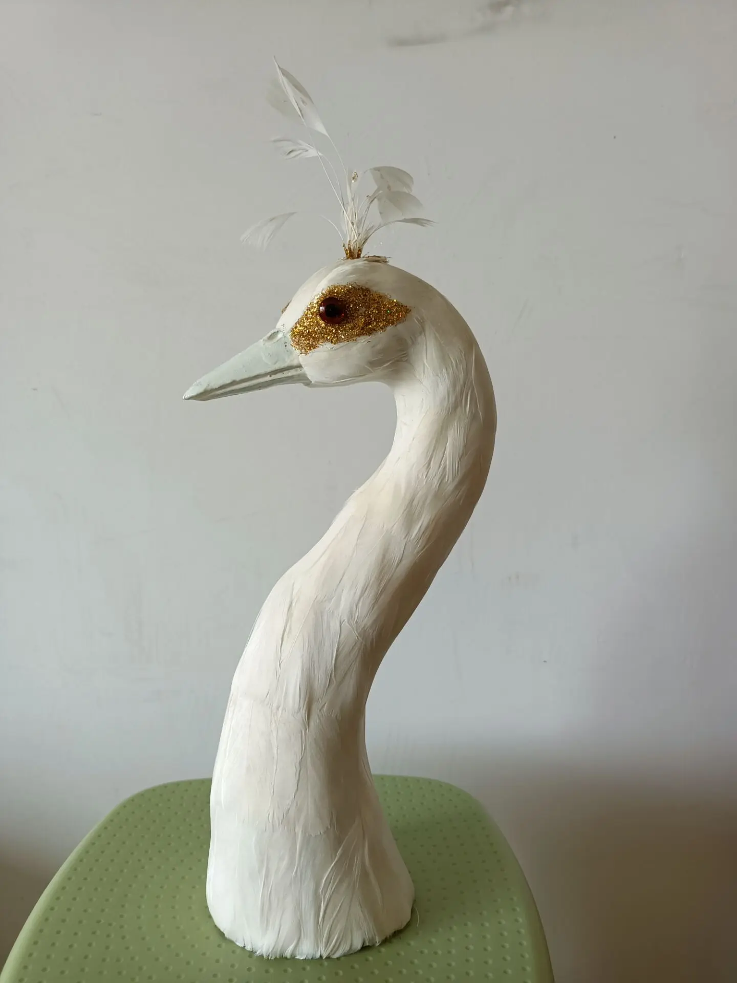 

beautiful simulation foam and feather white peacock head model gift about 35cm a0013