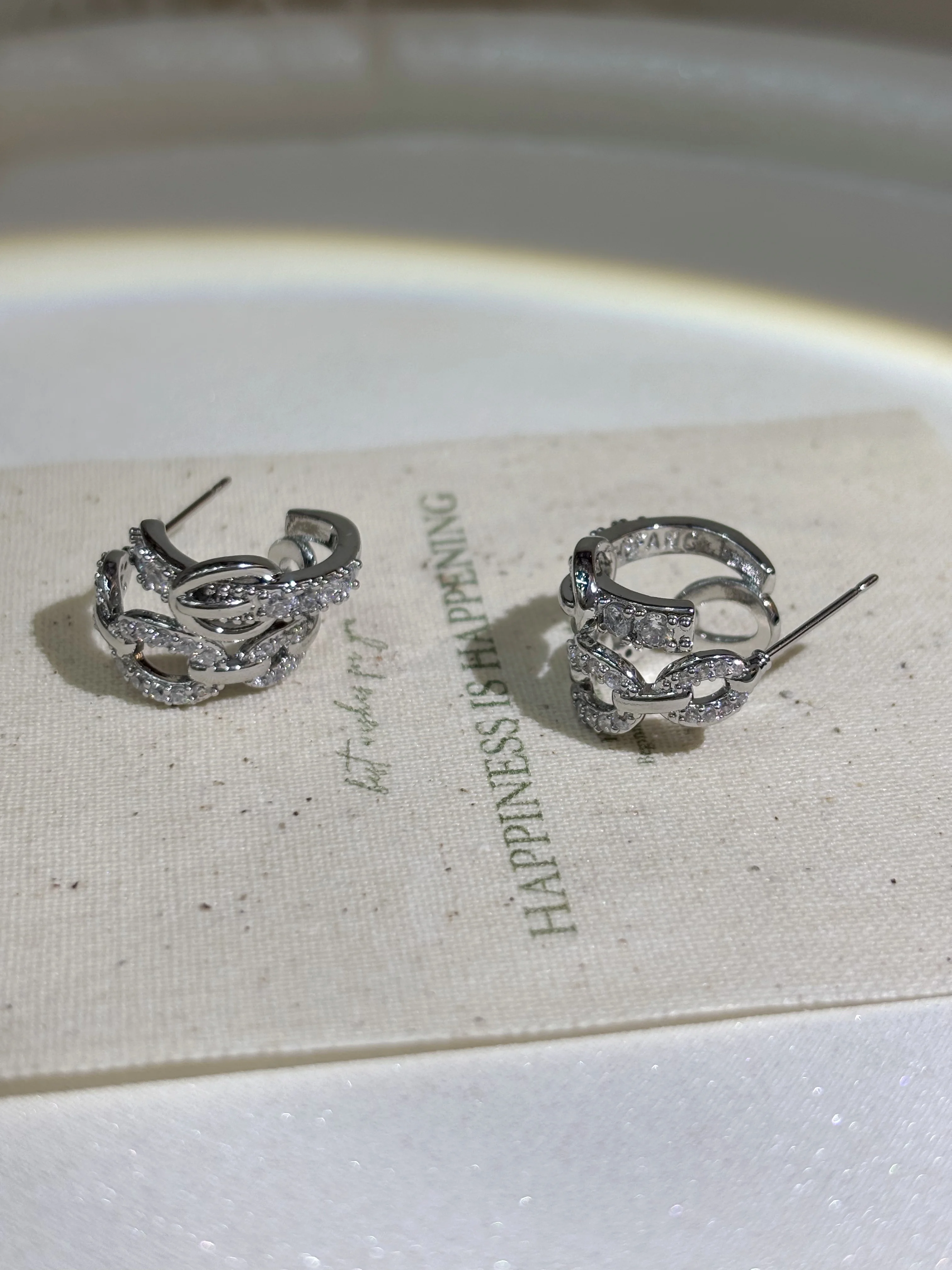 Pendientes colgantes exquisitos estilo coreano con diseño de nariz de cerdo y circonitas pavé, diseño de nicho, chapados en plata, para rostro delgado, versátiles para el día a día