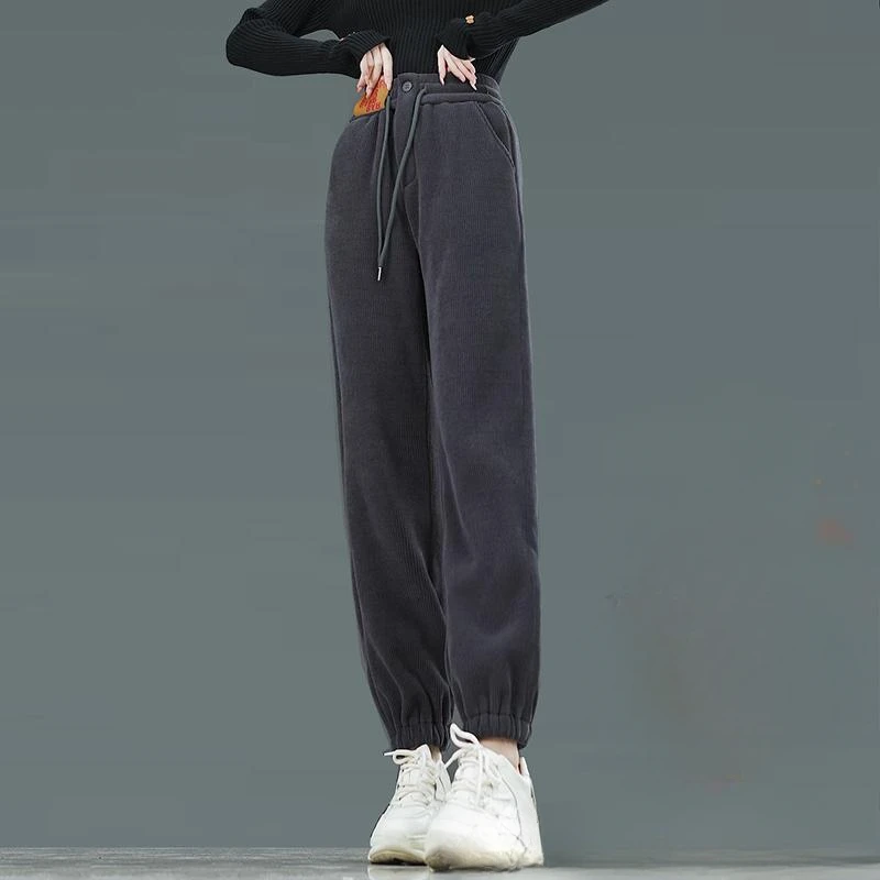 

Lamb Fleece Loose Women's Winter New Style with Fleece for Slimming, High Waist Thickened Casual Leg Tight Pants