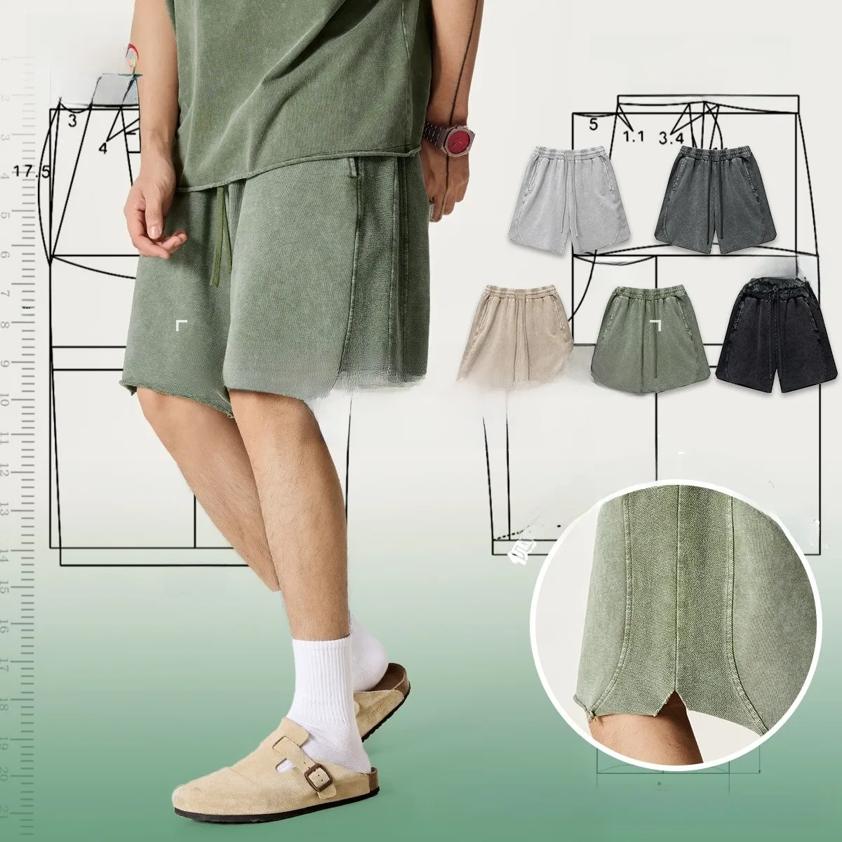 

Мужские летние повседневные хлопковые брюки American Style с эффектом восковой окраски, свободного кроя, до середины икры, в городском стиле, с низкой посадкой, прямые штанины