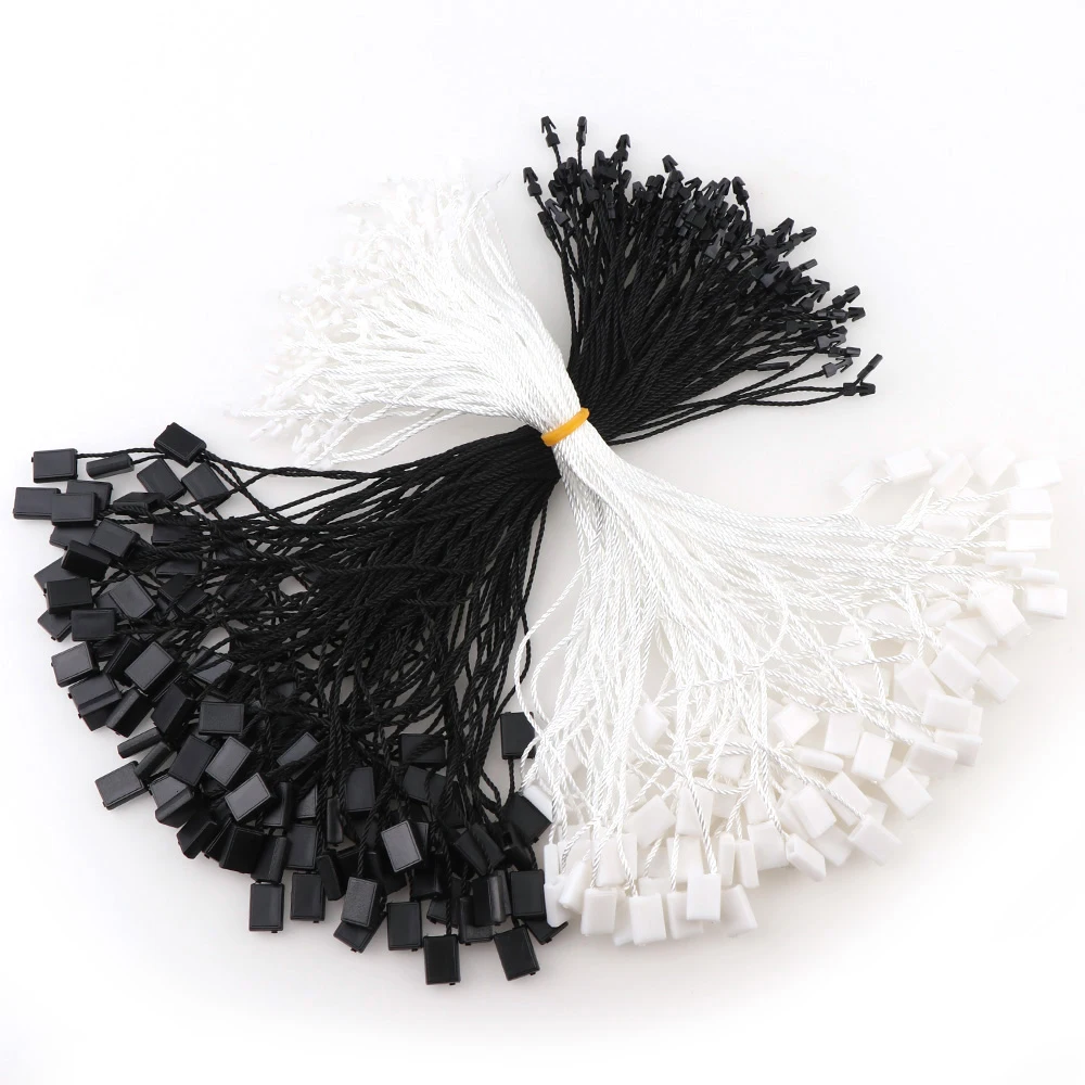 Polyester Etiketler Elbise Etiketleri Halat Dize Kordon Plastik Siyah Beyaz El Yapımı Asmak Etiketi Şapka Konfeksiyon Çanta Aksesuarları 100 Adet/takım