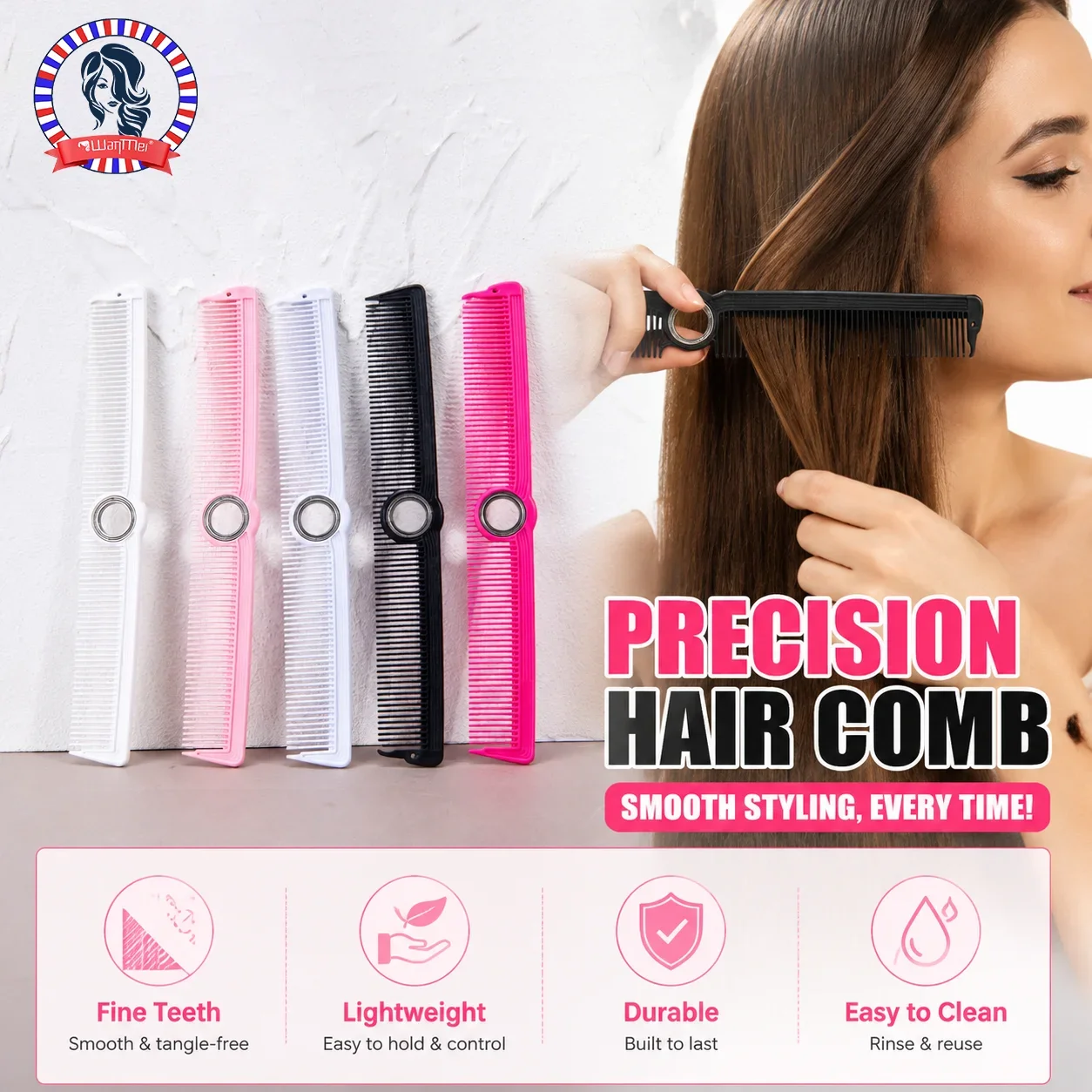 1pcs Precision Fine Tooth Hair Comb Lightweight Durable Easy Clean Anti-tangle Salon Hair Styling Barber Hairdressing Tool