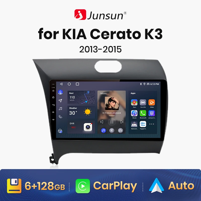 

Junsun V1 AI Voice Wireless CarPlay Android Auto Radio for KIA Cerato K3 2013 2014 2015 4G Car Multimedia GPS 2din autoradio