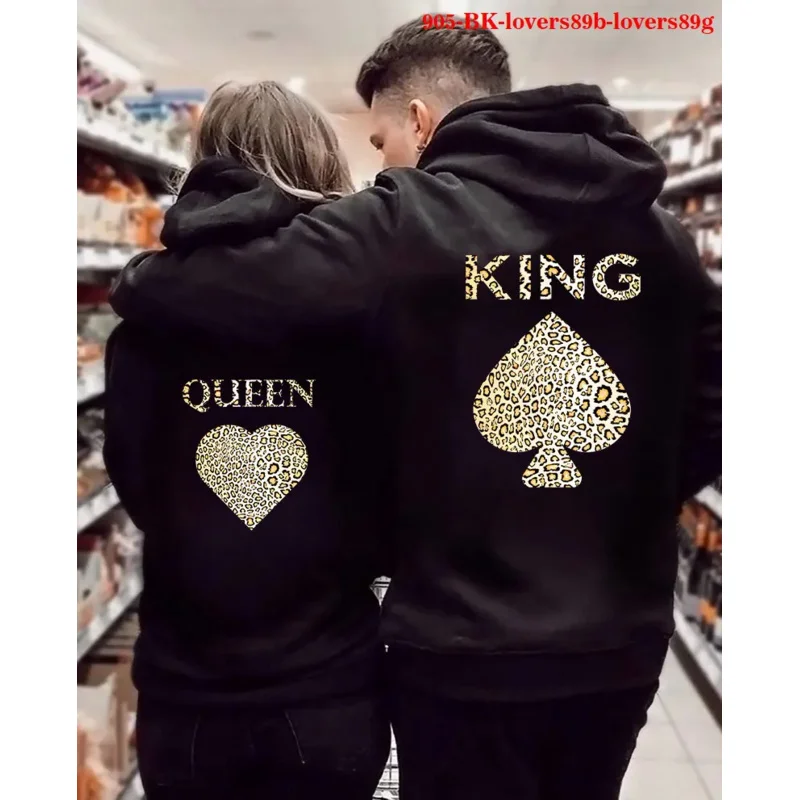 Women Hoodies King Queen Printed Sweatshirt Lovers Couples Hoodie Fashion Hooded Sweatshirt Matching Casual Pullovers Tracksuits