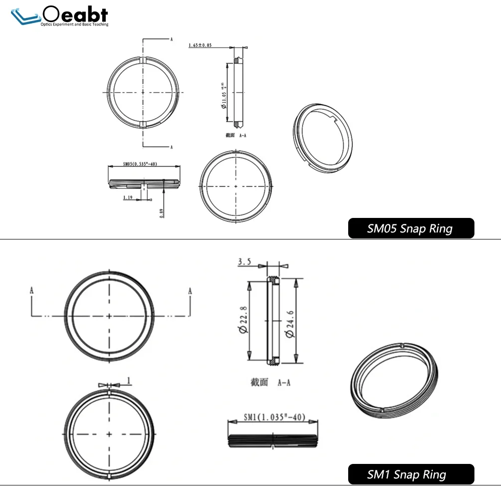 SM05 SM1 SM2 Standard Retaining Ring Threaded Snap Ring Pressure Ring Aluminum Black Optical Lens Tubes and Mounts Fixing Ring