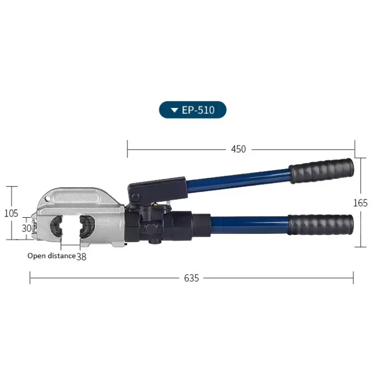 안전 시스템이 내장된 수동 통합 알루미늄 구리 유압 와이어 크림핑 도구 및 회전 가능한 헤드 부분 EP-510 EP-430