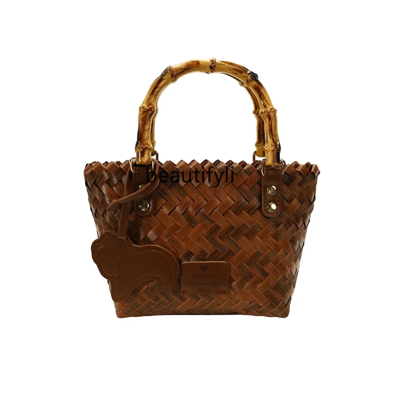 Tote bag Women's handheld shoulder messenger   Handwoven   Straw bag