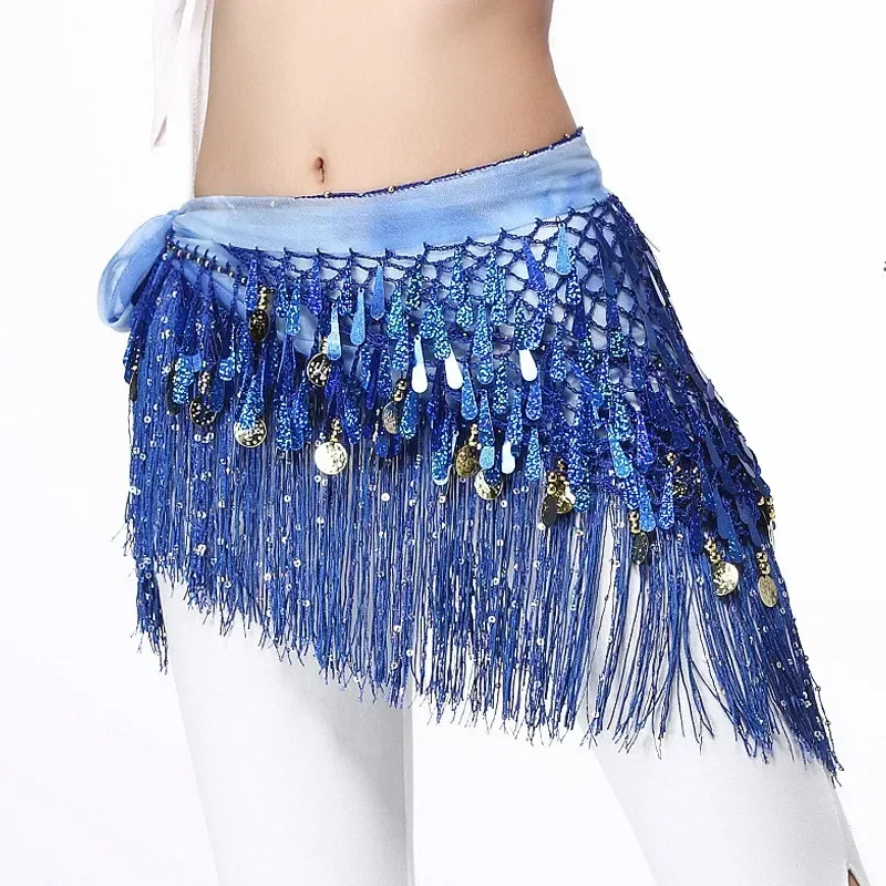 2024 Sequin Triangle scarf Fringe Waist scarf Practice Hip towel Sequin Triangle scarf Indian dance performance waist chain