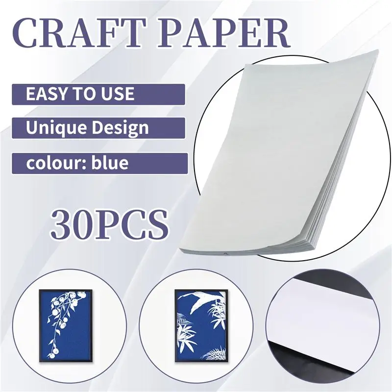 Exquisite-Cyanotype Paper, 30 Pcs A5 Sun Print Paper Kit, High Sensitivity Sun Print Nature Printing Paper Solar Drawing Pape