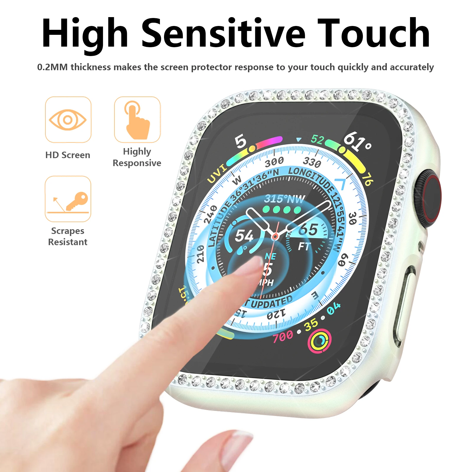 アップルウォッチ用ダイヤモンドバンパープロテクターカバー,40mm, 38mm, 44mm, 42mm,iwatchシリーズ4, 5, 6,se 1, 2, 3,アクセサリー
