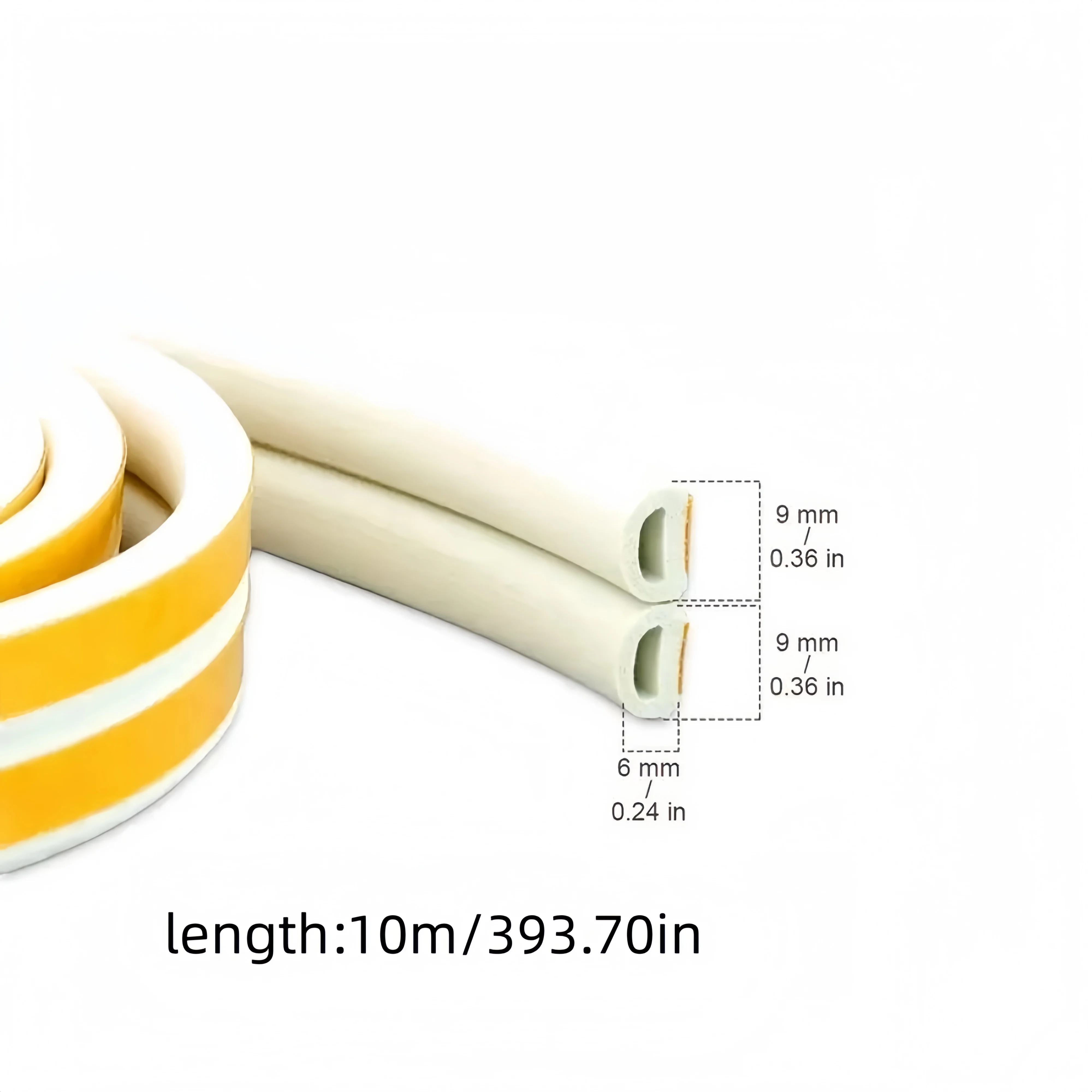 1 قطعة 10 متر/393.70in 9mmX6mm ذاتية اللصق الباب والنافذة شرائط عزل المضادة للتصادم شرائط العزل مكافحة سرقة الباب