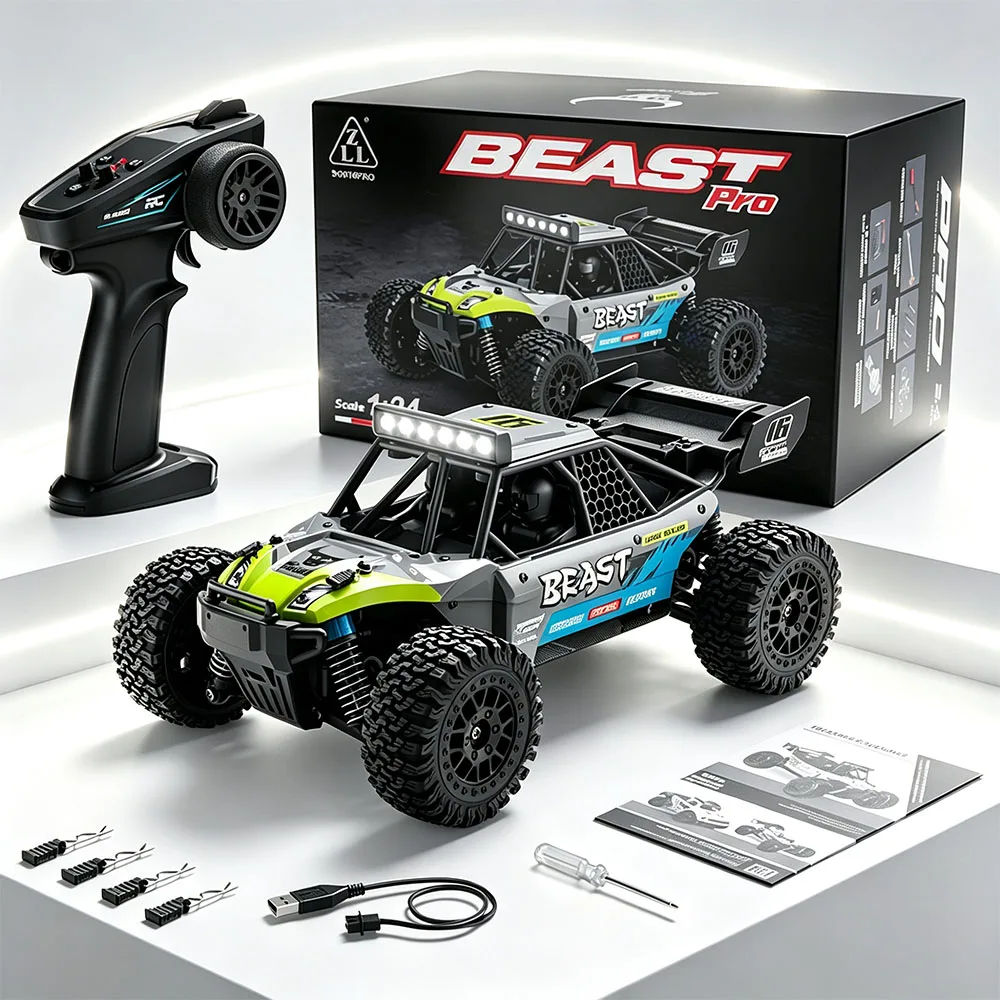 NEW RC Monster Scale 1: 24 Four-Wheel Drive High-Speed Off-Road Big Foot Vehicle 4WD 38KM/H 2.4G With LED Lights Boys Adults