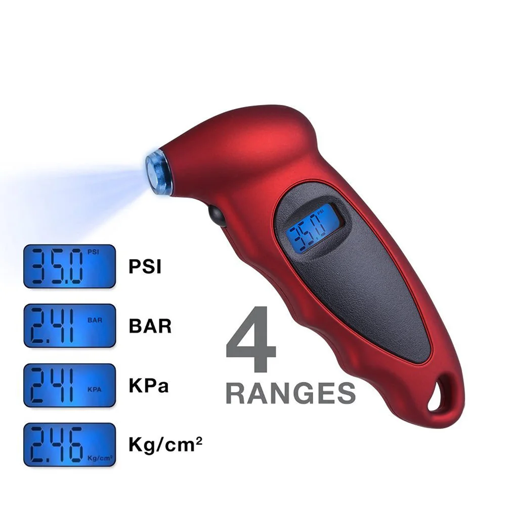 Novo Handheld Pneu Pressure Gauge Backlight Alta precisão Monitoramento Digital Car Tire Air Meter Display LCD Manômetro Barômetros