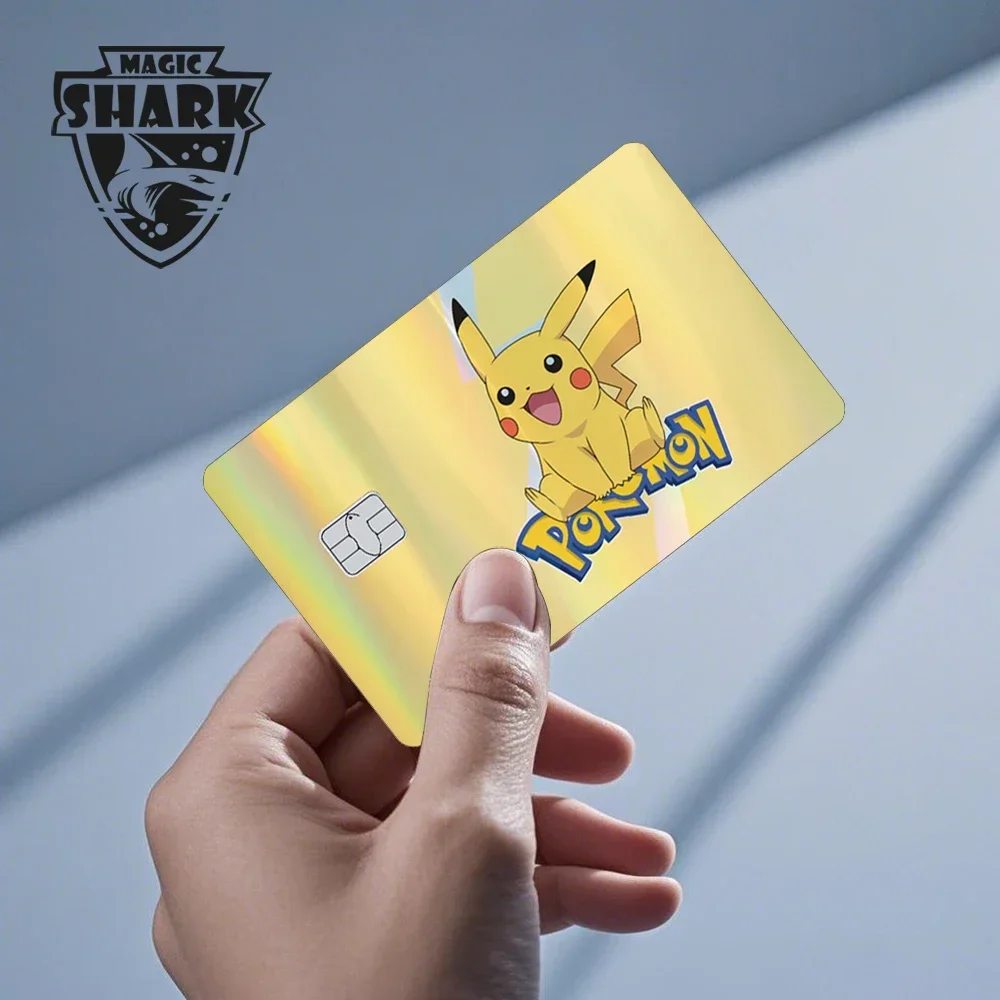 Magic Shark Holographic Laser Mewtwo Snorlax Pikachu Gengar บัตรเครดิต Debit Bank ฟิล์มสติกเกอร์ผิวฝาครอบด้านหน้า