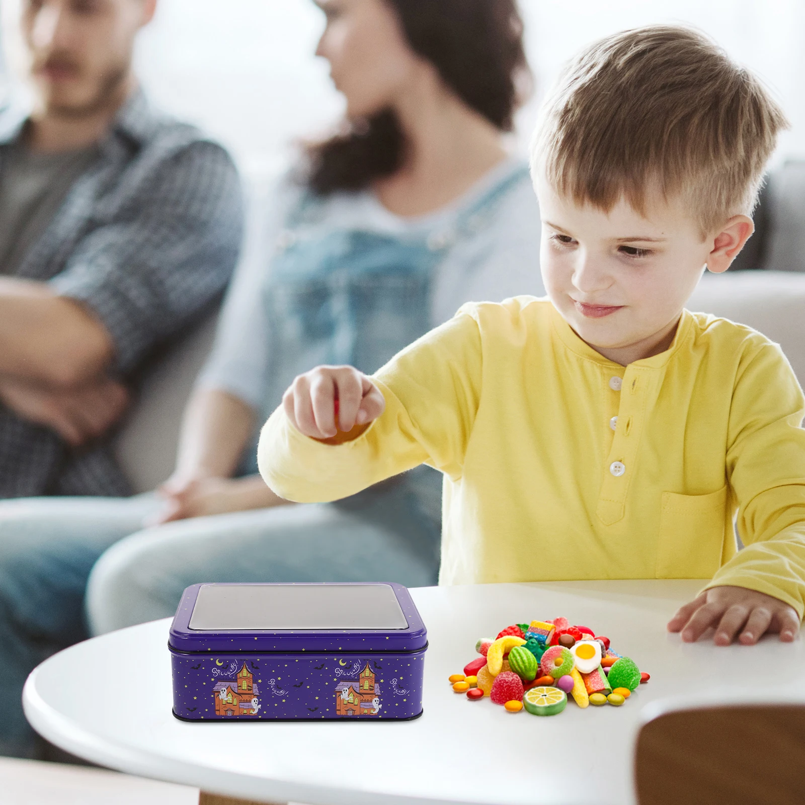 

Halloween Gift Boxes Transparent Lid Snack Storage Trick Treat Goody Bag Fillers Tin Box Rectangle Kids Present Holiday