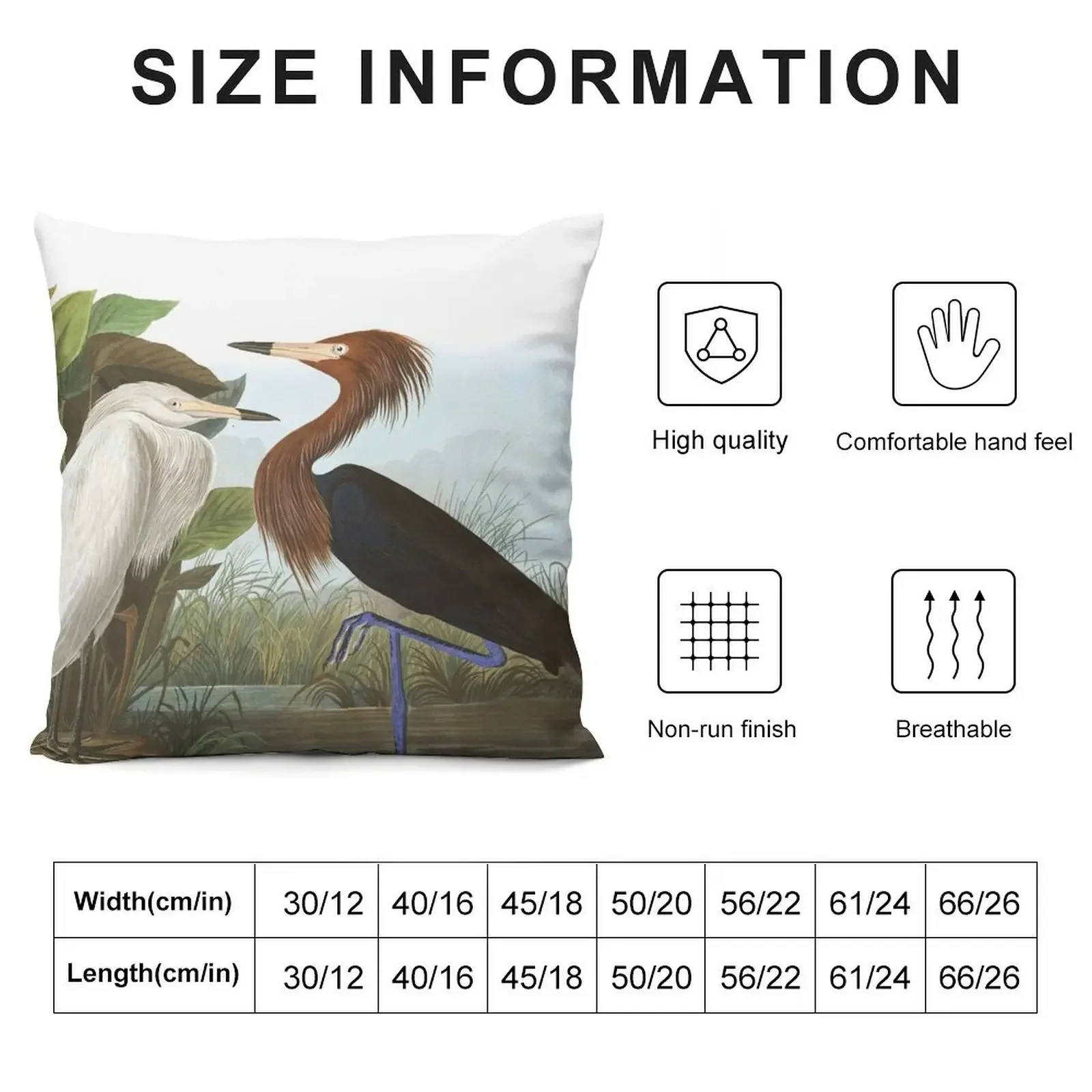 Reddish Egret - John James Audubon Throw Pillow Cushions Cover Couch Cushions pillow