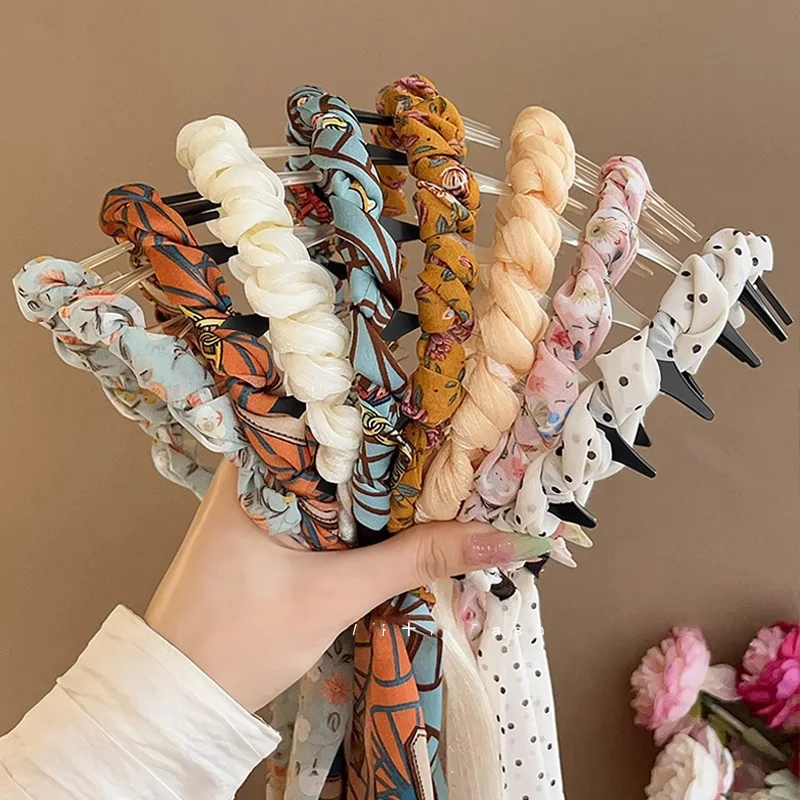 

New Floral Streamer Headband Women's Summer Fashion Toothed Hair Band Hair Accessories