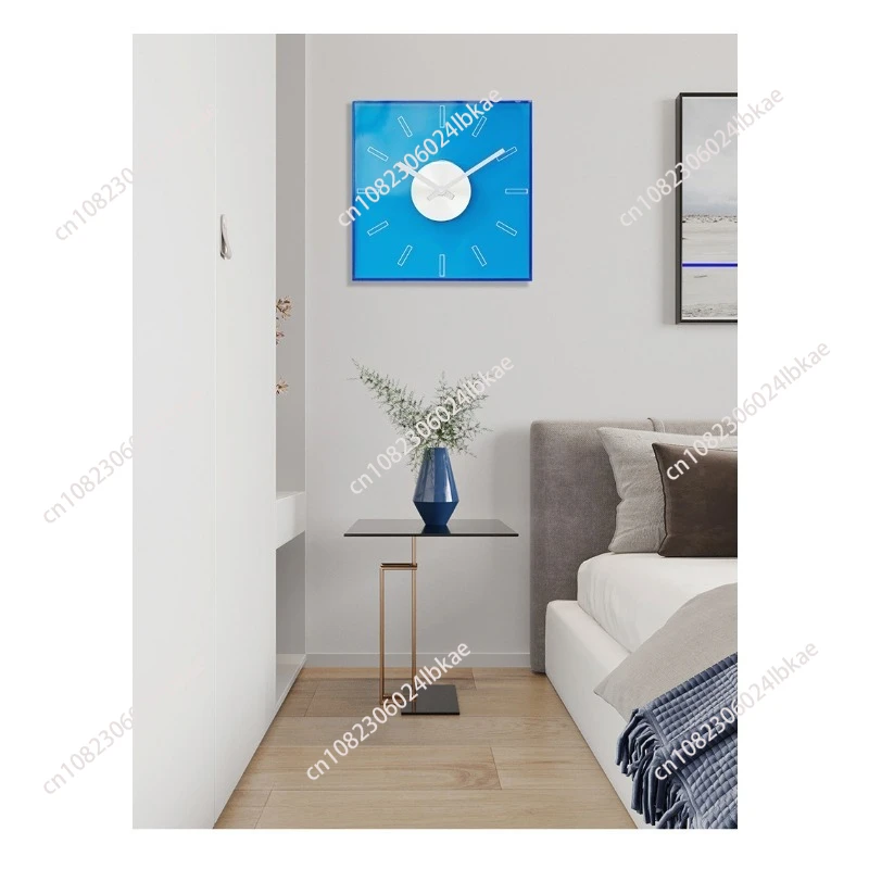 Acrylic Square Decorative Wall Clock: Modern Transparent Klein Blue Hanging Timepiece for Home Decor Living Room Decor Relojes