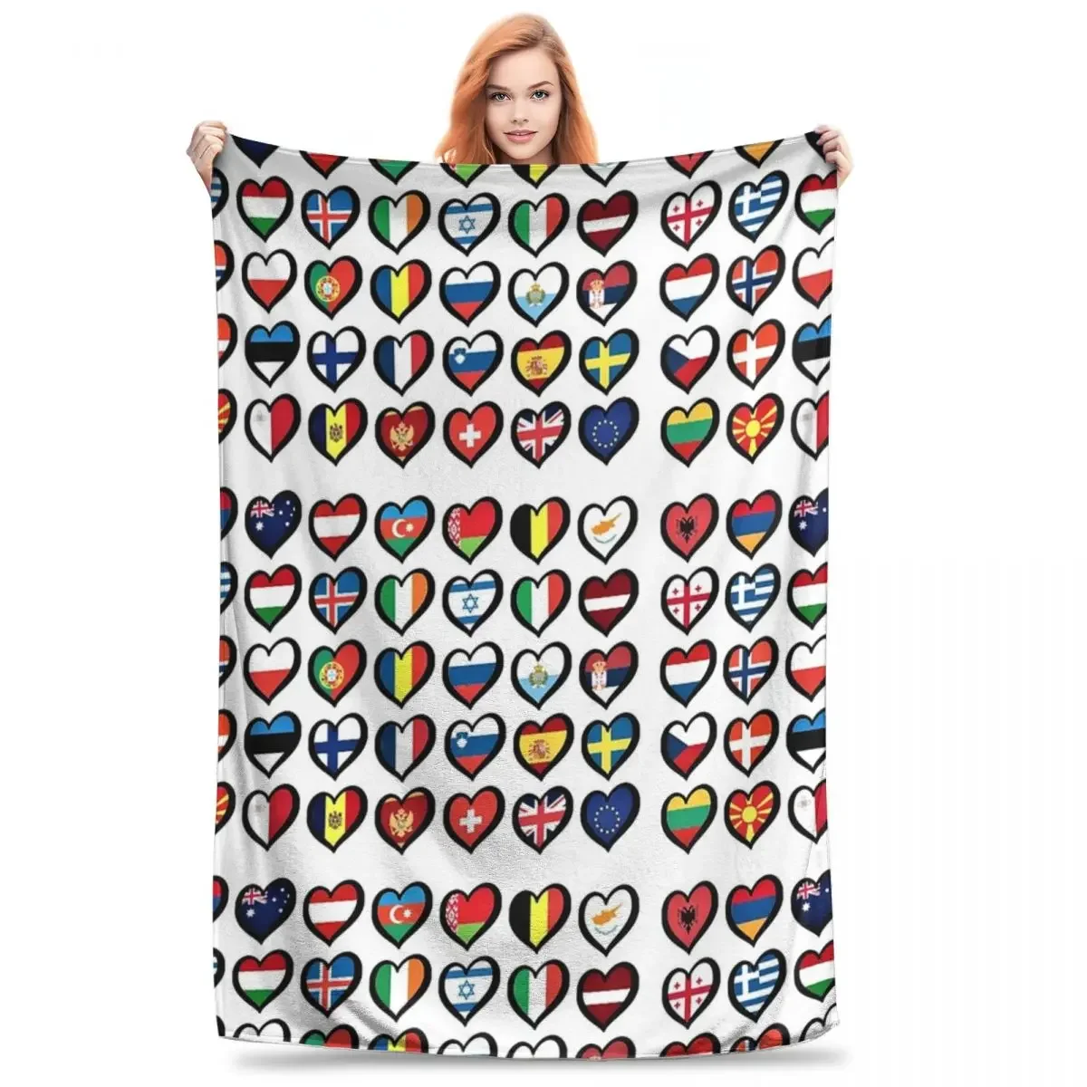 

Eurovision Song Contest Flags Hearts Blankets Fleece Throw Blankets Sofa Throw Blanket For Couch Bedding Travel Throws Bedspread