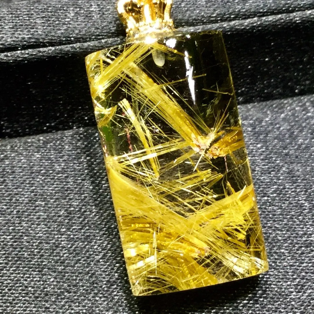 

Натуральный золотистый рутиловый кварцевый кулон 25*14*9.5мм, бочкообразный, рутиловые украшения для мужчин и женщин, Бразилия, AAAAAAA