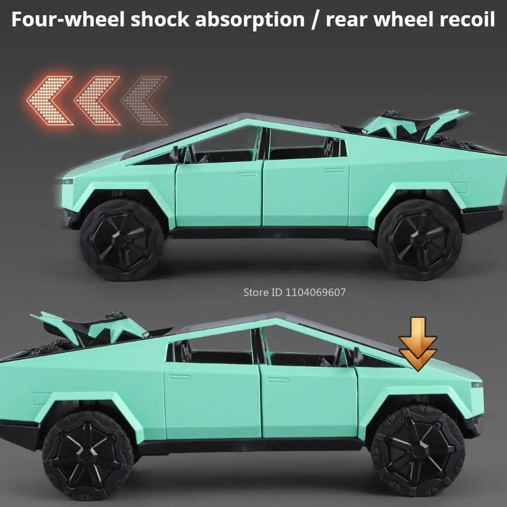 1:24 Schaal Pickup Trailer RV Auto Model Speelgoed Legering Diecast Geluid Licht Wiel Stuurmotor Thuis Modellen Home Decor Decoratie