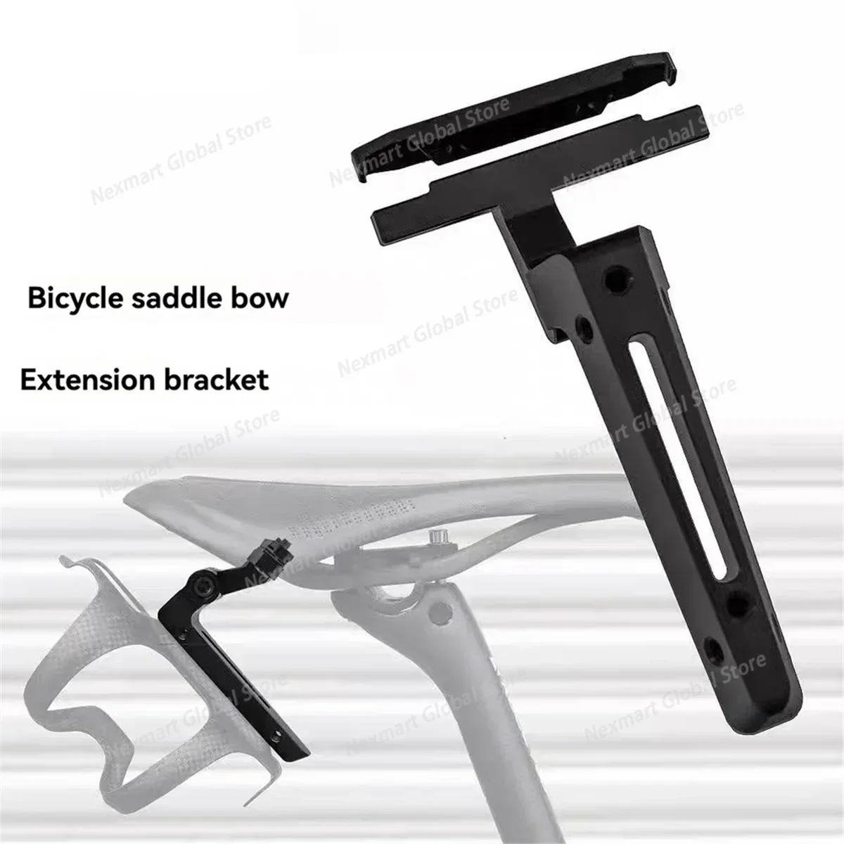 Bicycle Aluminum Saddle Extension Bracket, Water Bottle Extension Holder, Saddle Rear Mount, Bike Saddle Clamp