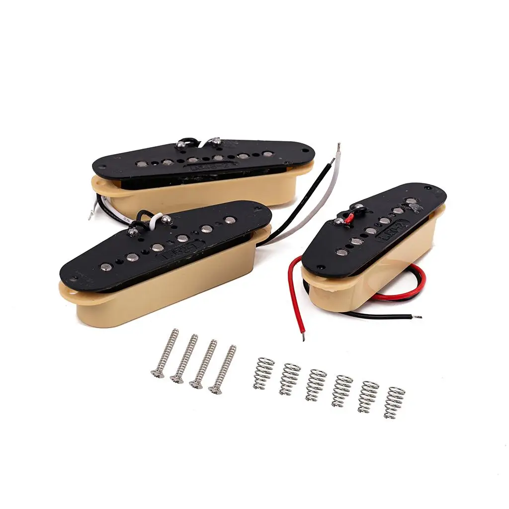 Cream Alnico 5 Magnet Single Coil Pickup Set Electric Guitar Parts Kit for Guitar Bridge Neck Middle Replacements