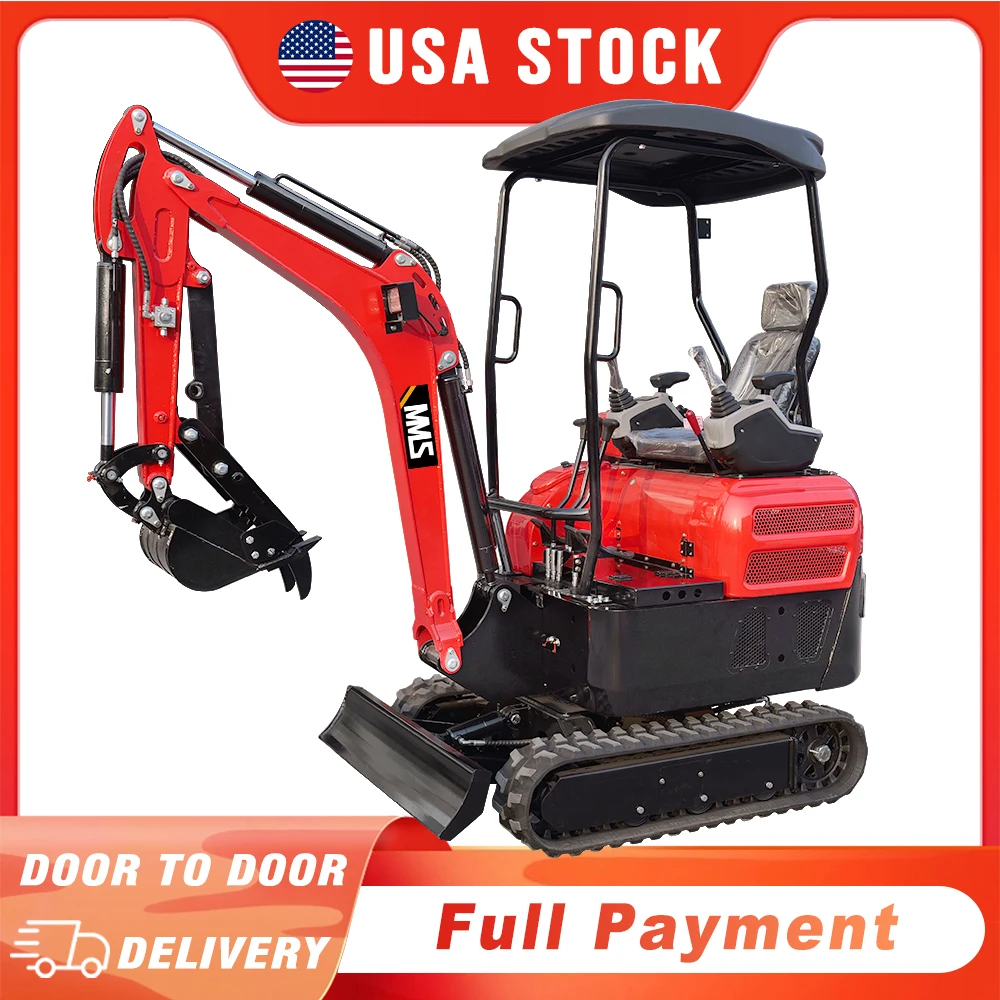 Miniexcavadora MMS de 2 toneladas, excavadora con motor diésel Kubota de 16HP, excavadora hidráulica con control piloto y pago completo del pulgar