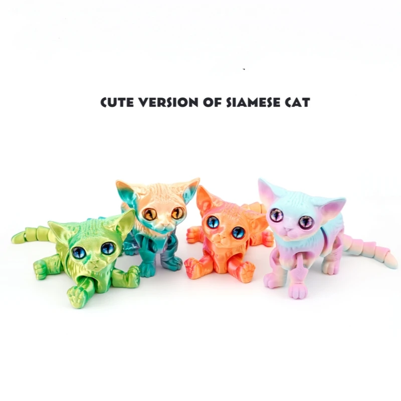 3D Printed Cute Siamese Cat New Cross-Border Hot-selling Ornaments Hand-made Models Simulation Toys New Ornaments Animals