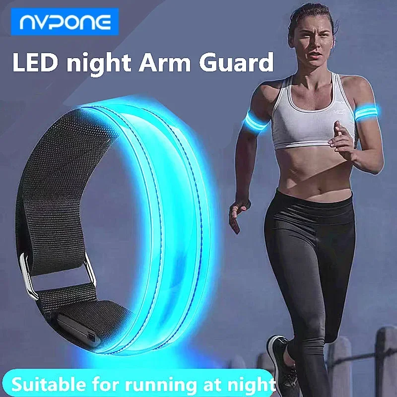 Brazalete luminoso LED, correa luminosa para el brazo, pulsera con luz intermitente, para ciclismo nocturno, correr de noche, luz de señalización de seguridad.