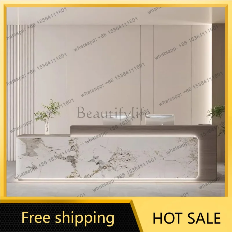 LJY Executive Aesthetic Reception Desks Modern Company Simple Design Reception Desks Unique Luxury Mostrador Trendy Furniture