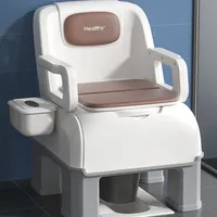 Simple Elderly Toilet, Adult Mobile Commode Chair, Indoor Use, Mobile Toilet with Sensor Light for Convenience, Commode Seat