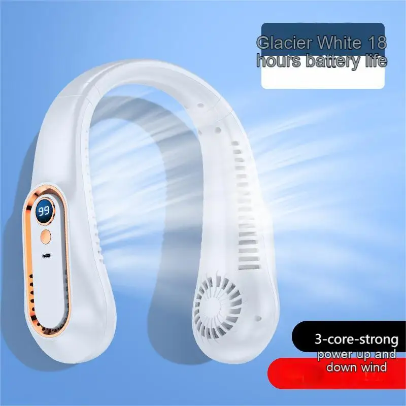 Electric Fan Mini Ultra Long Life Portable Lazy Fan For Room Usb Charging Studen Neck Bladeless Digital Display Power 5 Gear