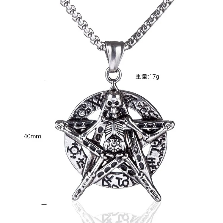 European and American Vintage Personality Pirate Skull Head Stainless Steel Pendant Hip Hop Hell Ghost Men's Necklace