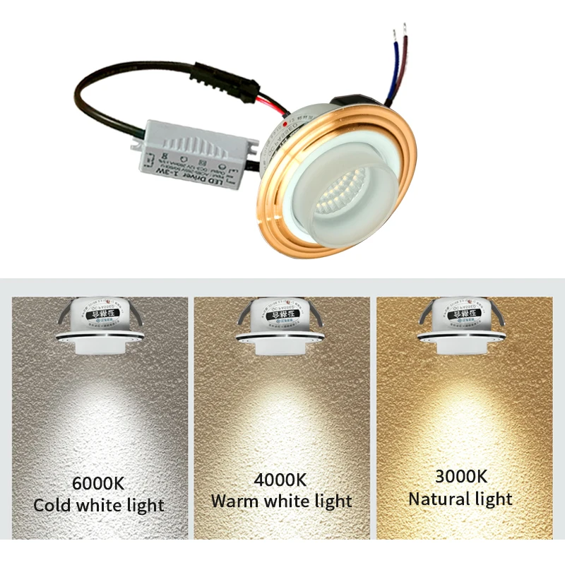 【40mm dziura 】 wpuszczany mini reflektor 1w 3w LED lampa sufitowa 110 V 220V osadzona dekoracyjna mała lampa typu downlight ze sterownikiem