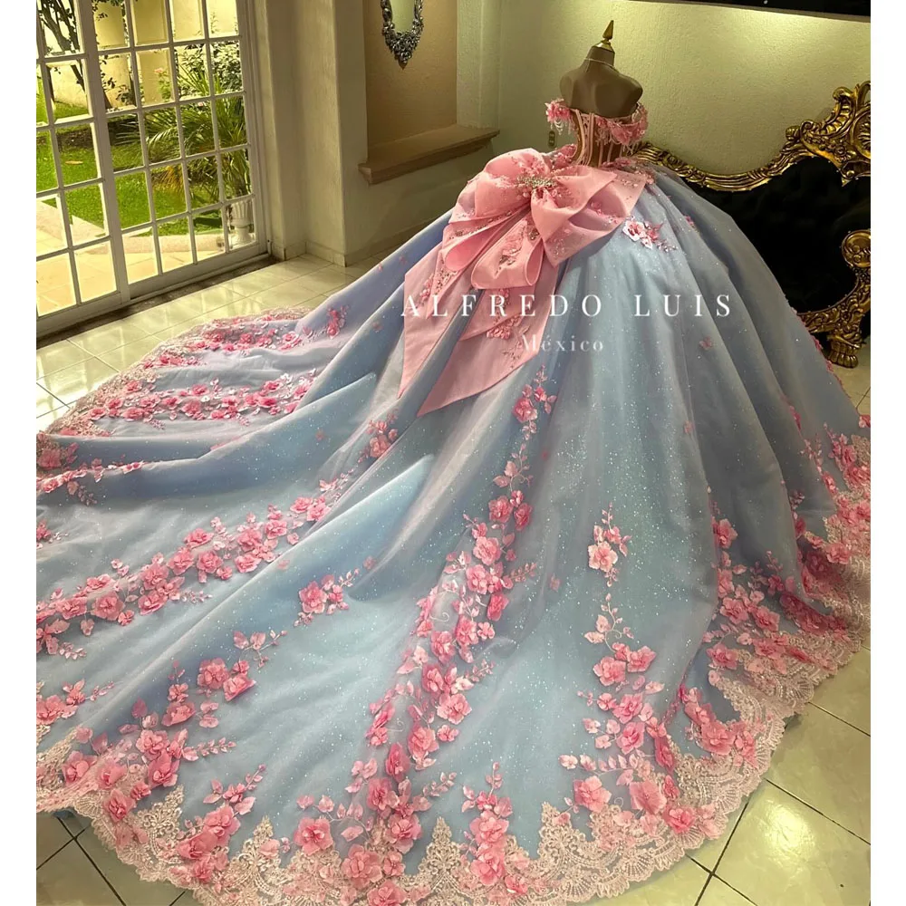 فستان Quinceanera المكسيكي مزين بالدانتيل الشامبانيا من فيستدو بارا Quinceanera فستان فيت 16 فيستدوس دي XV 15 أنوس لعيد الميلاد #2