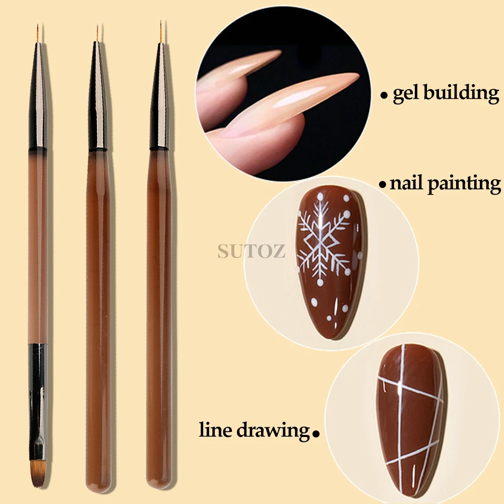 3/4Pcs Französisch Streifen Nail art Liner Pinsel Set Welle Zeichnung Stifte Gel Polish Acryl Pulver Pinsel Maniküre design Werkzeuge GLCSB-A