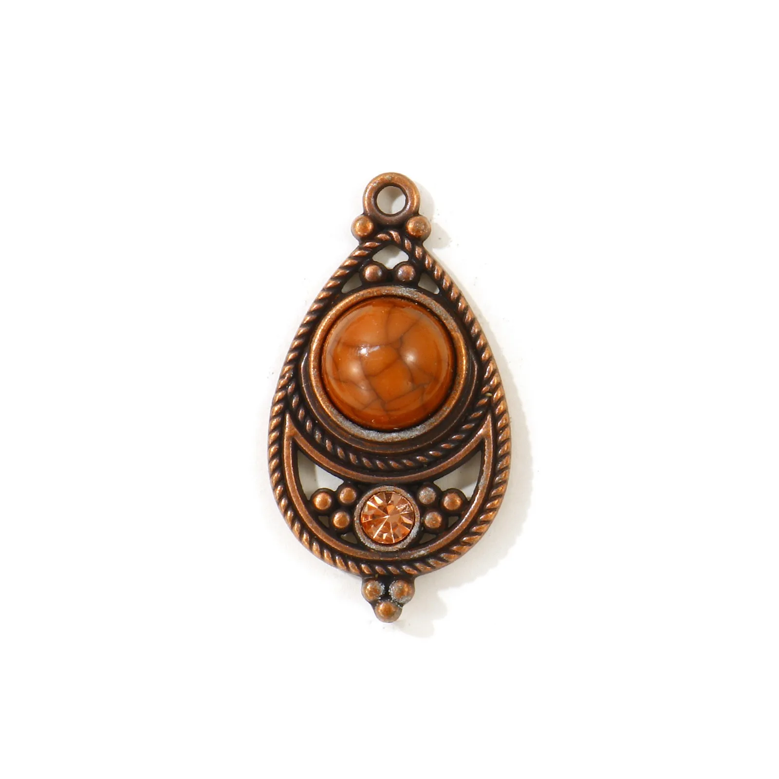 5 Stück Bohemia Anhänger Mehrfarbige Tropfen-Strass Zinklegierung Charms für Frauen DIY Halskette Ohrringe Schmuckzubehör 3,4cm x 1,8cm – Detail 5