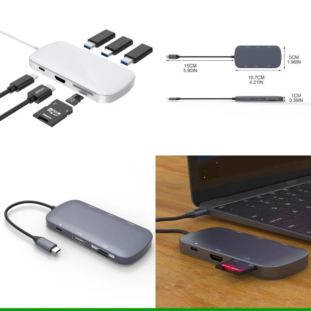 

U55C USB3.0 HUB Type-C Docking Station PD 100W TF Reader Adapter