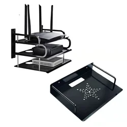 Double/Triple TV Box Router Set-top Boxes Player Single-layer Aluminum Wall Mount Storage Shelf Bracket Holder Stand Rack