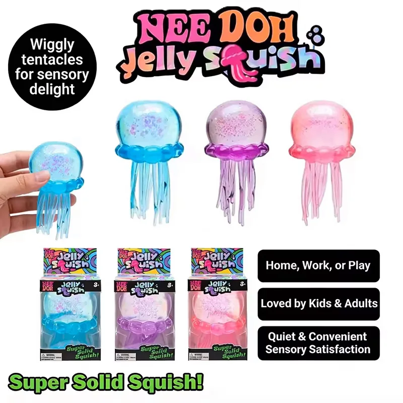 Juguete Sensorial Antiestrés de Medusa Nee Doh, Juguete Blandito de Gelatina para Apretar y Aliviar el Estrés