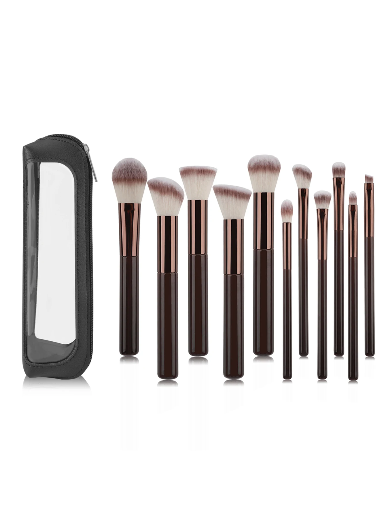Zestaw pędzli do makijażu 11/12 szt., miękkie syntetyczne pędzle do podkładu, pudru, korektora, blendowania, pędzle do makijażu, pędzle do cieni do powiek, różu, z etui.