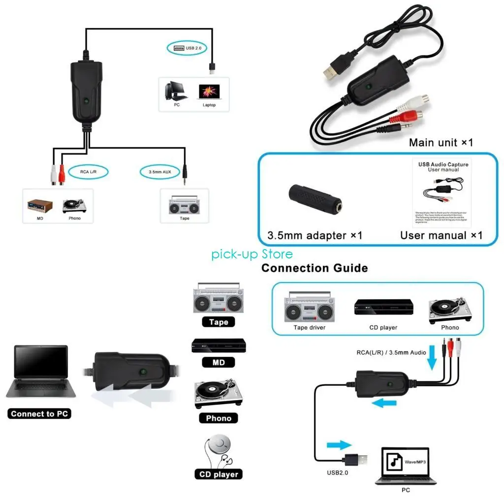 

Q5WA Efficient USB Auditory Device for Quick and Simple Cassette Tape to MP3 Transformation