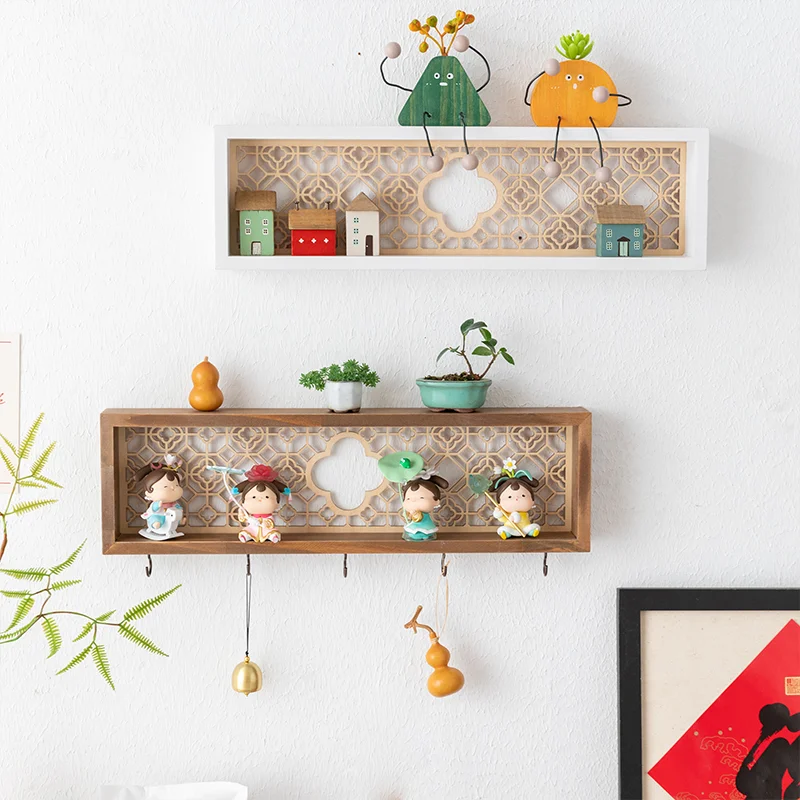Cute Art Wooden Key Hook Wall Decorative Shelf Jewelry Hat clothes Towel Small Items Storage Home Room decoration Creative Gift