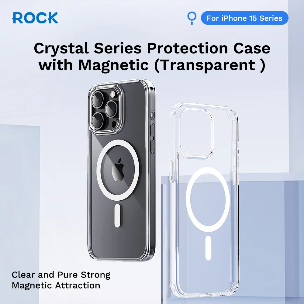 

ROCK Magnetic Case for iPhone 15 Pro Max Luxury Clear Anti-Scratch Back Shockproof Case for iPhone 15 Compatible with MagSafe