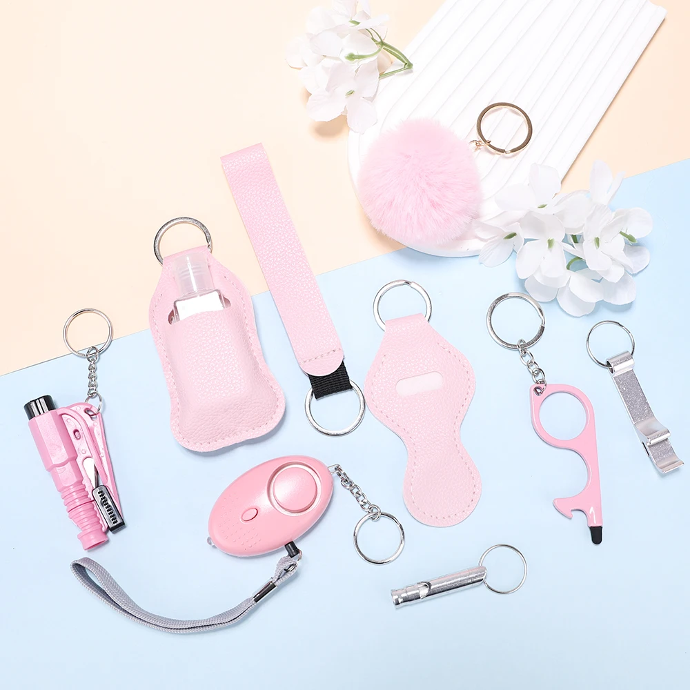 9pcs Self Defense For Women Safety Keychain Full Set With Personal Alarm, Knife Accessories Birthday Gifts For Mom Women Girls