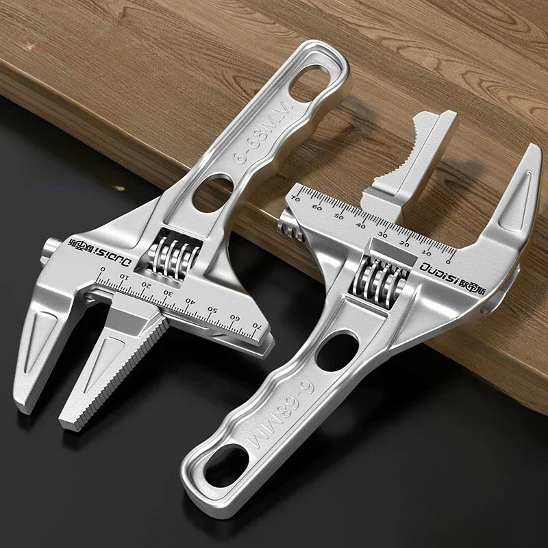 Adjustable Wrench Multi functional Dual Use/Four Use Large Open End Wrench Household Open Bathroom Pipe Adjustable Wrench 6-68MM