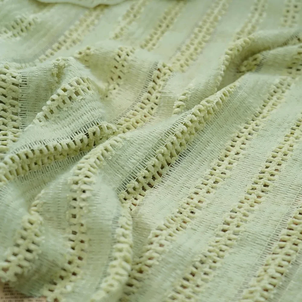Stylish Autumn and Winter Multi-color Hollow Striped Embroidered Fabric for Coats and Dresses Fashion By The Meter
